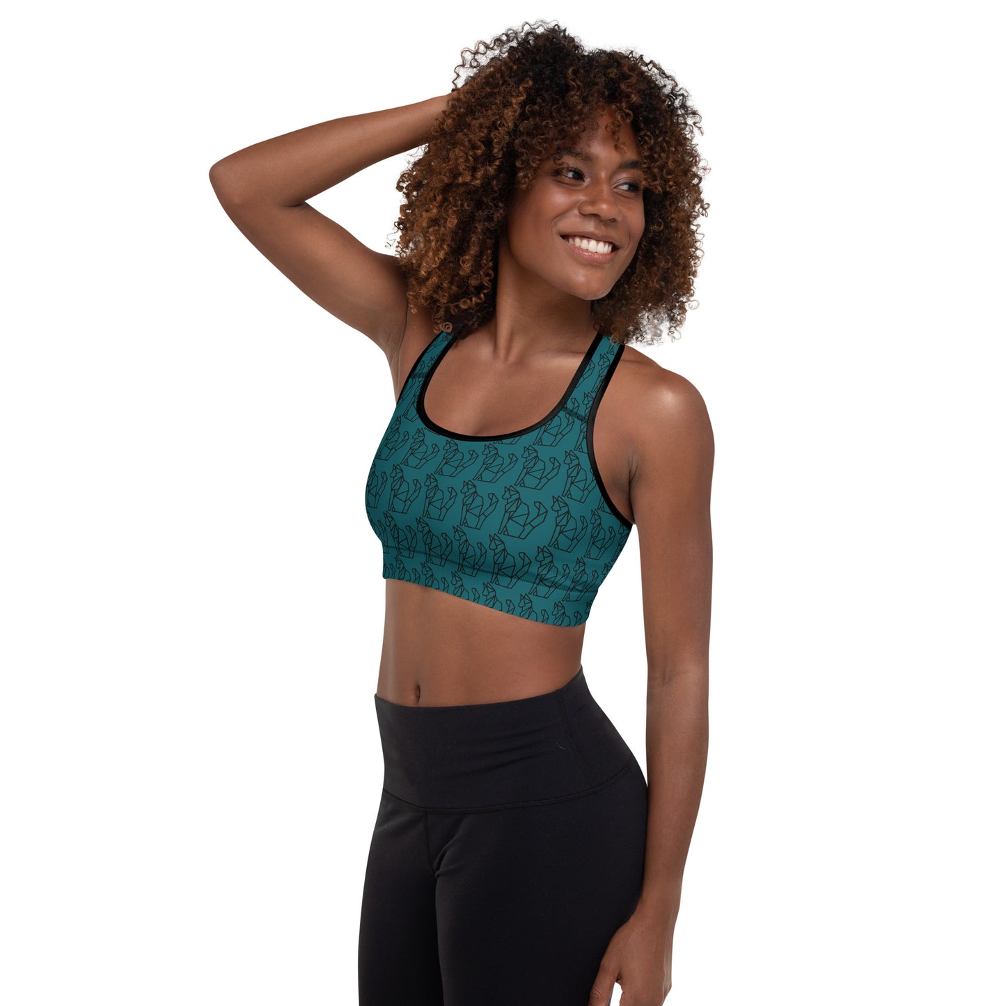 Geo gym cat Padded Sports Bra