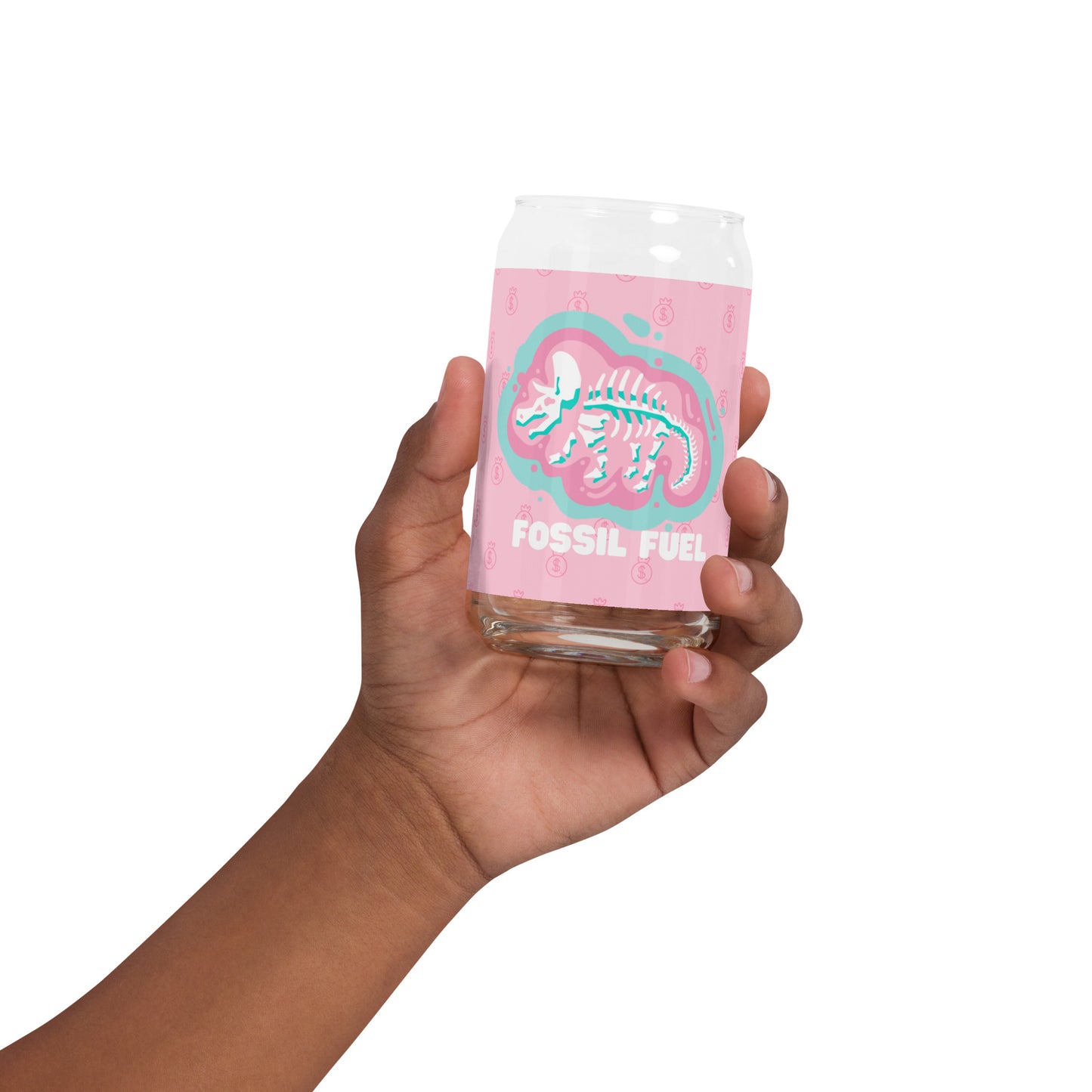 Fossil Fuel Dino Can-shaped glass