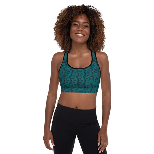 Geo gym cat Padded Sports Bra