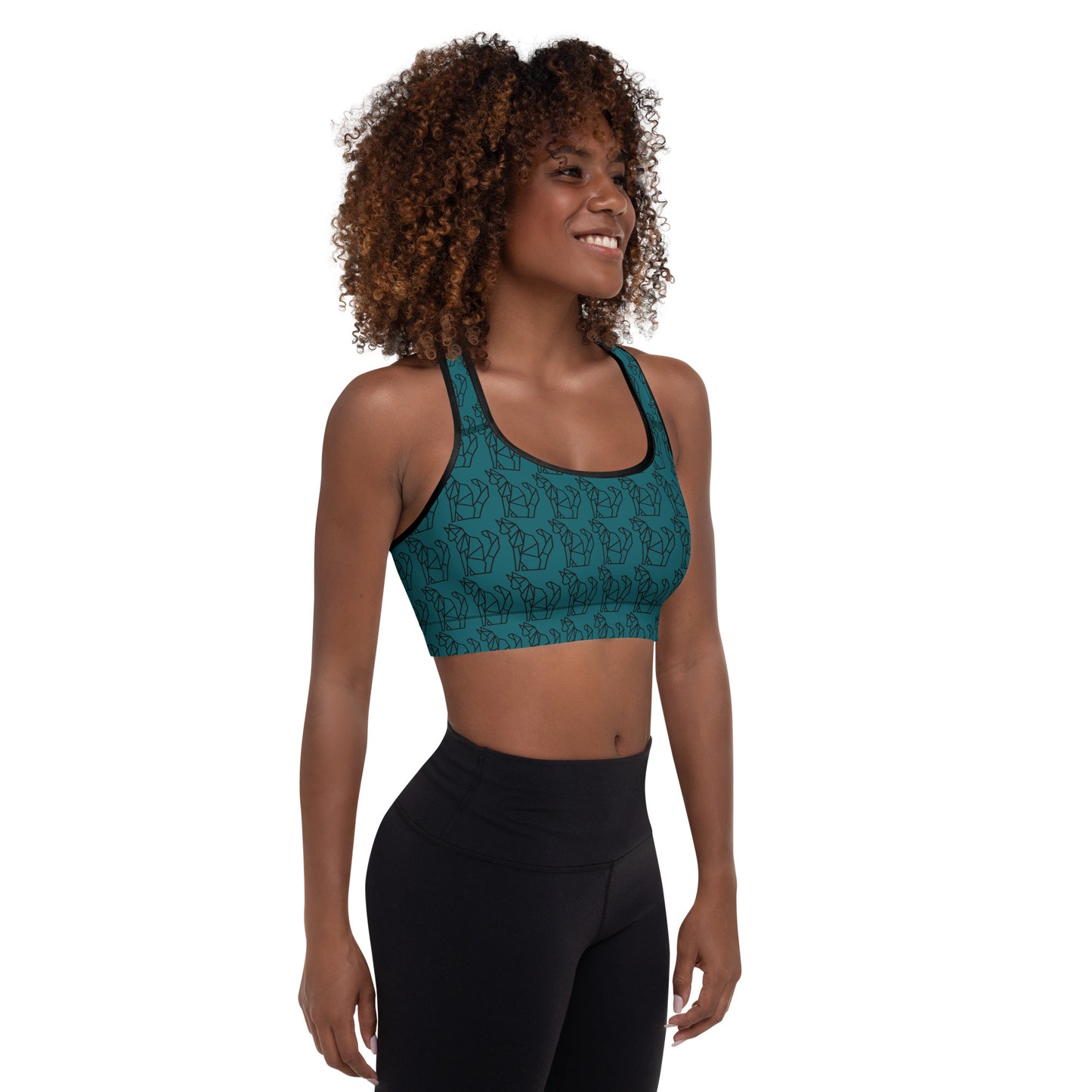 Geo gym cat Padded Sports Bra